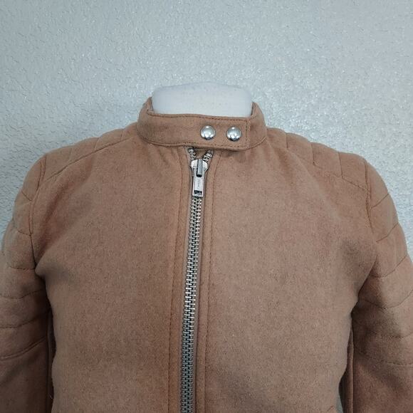 Gap Tan Wool Blend Moto Zip Jacket Size Small - Picture 3 of 12